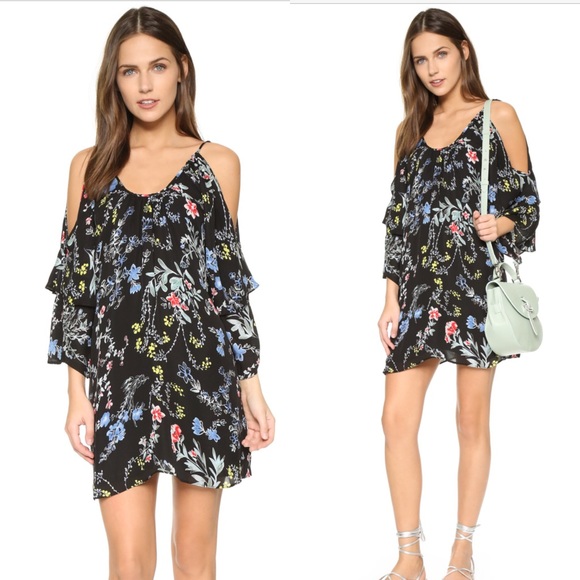 ✨HP!✨ NWT Parker Floral Silk Cold Shoulder Dress - Picture 4 of 6